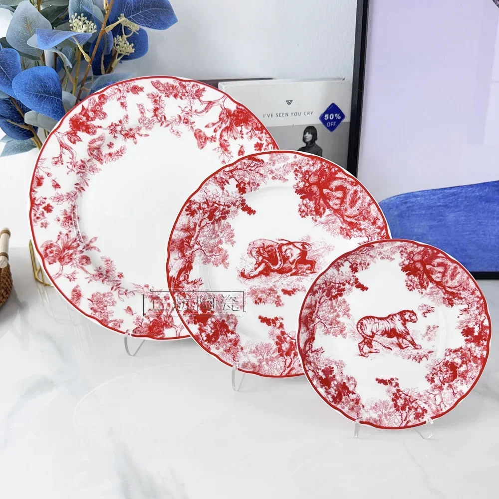 

Nordic Ceramic Dinner Plate Round Salad Sweet Steak Tableware Pastry Bread Fruit Dinner Plate Kitchen Home Decoration Gift