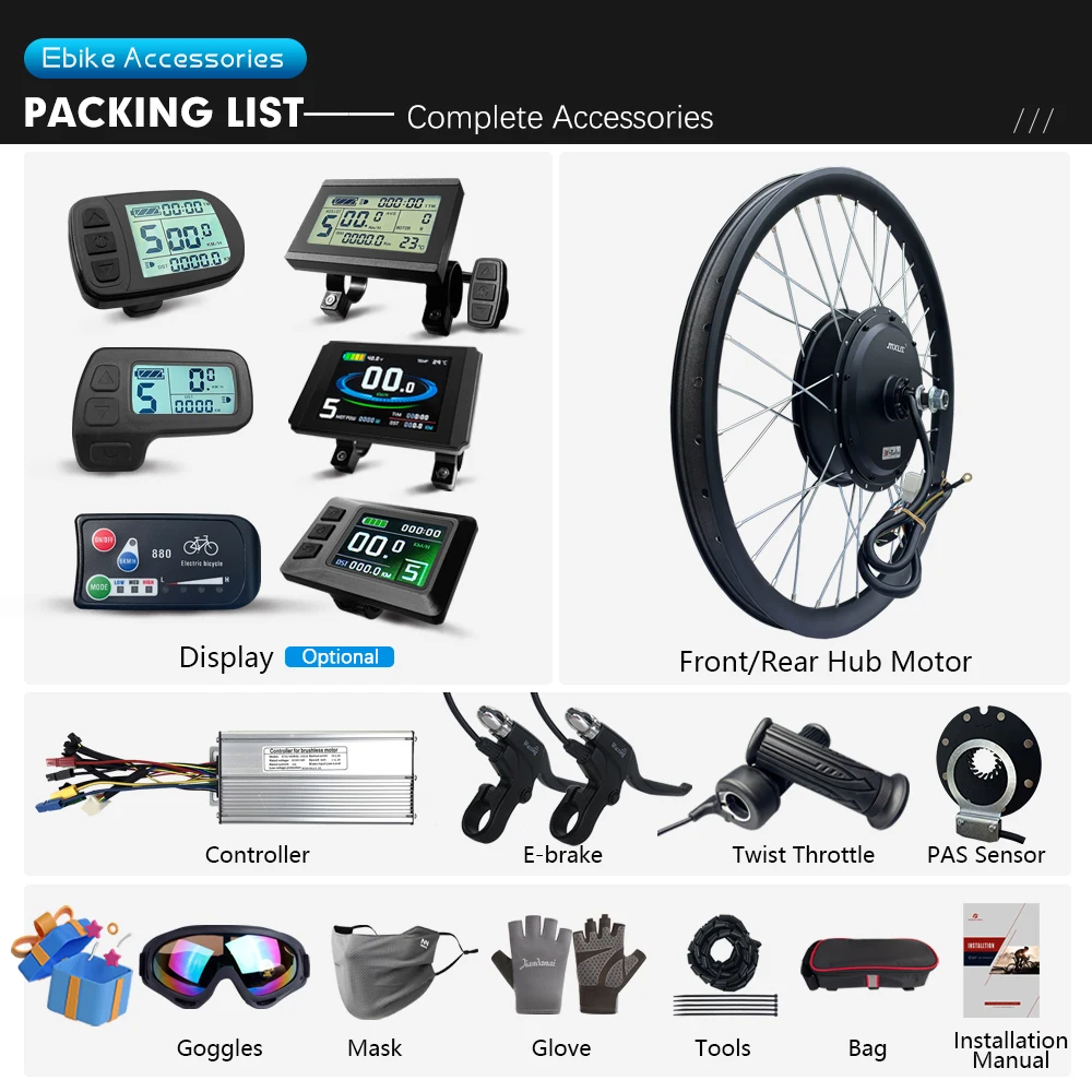 Ebike Motor Kit MXUS Electric Bike Conversion Kit 20-29Inch 700C 48V 1000W 72V 3000W 3.0Tyre Brushless Hub Motor
