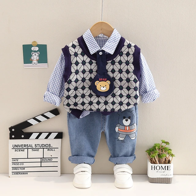 Baby Boy Designer Clothes Spring Autumn Plaid Turn-down Collar T-shirts  Tops and Pants Boys Tracksuits Christmas Outfit for Kids - AliExpress