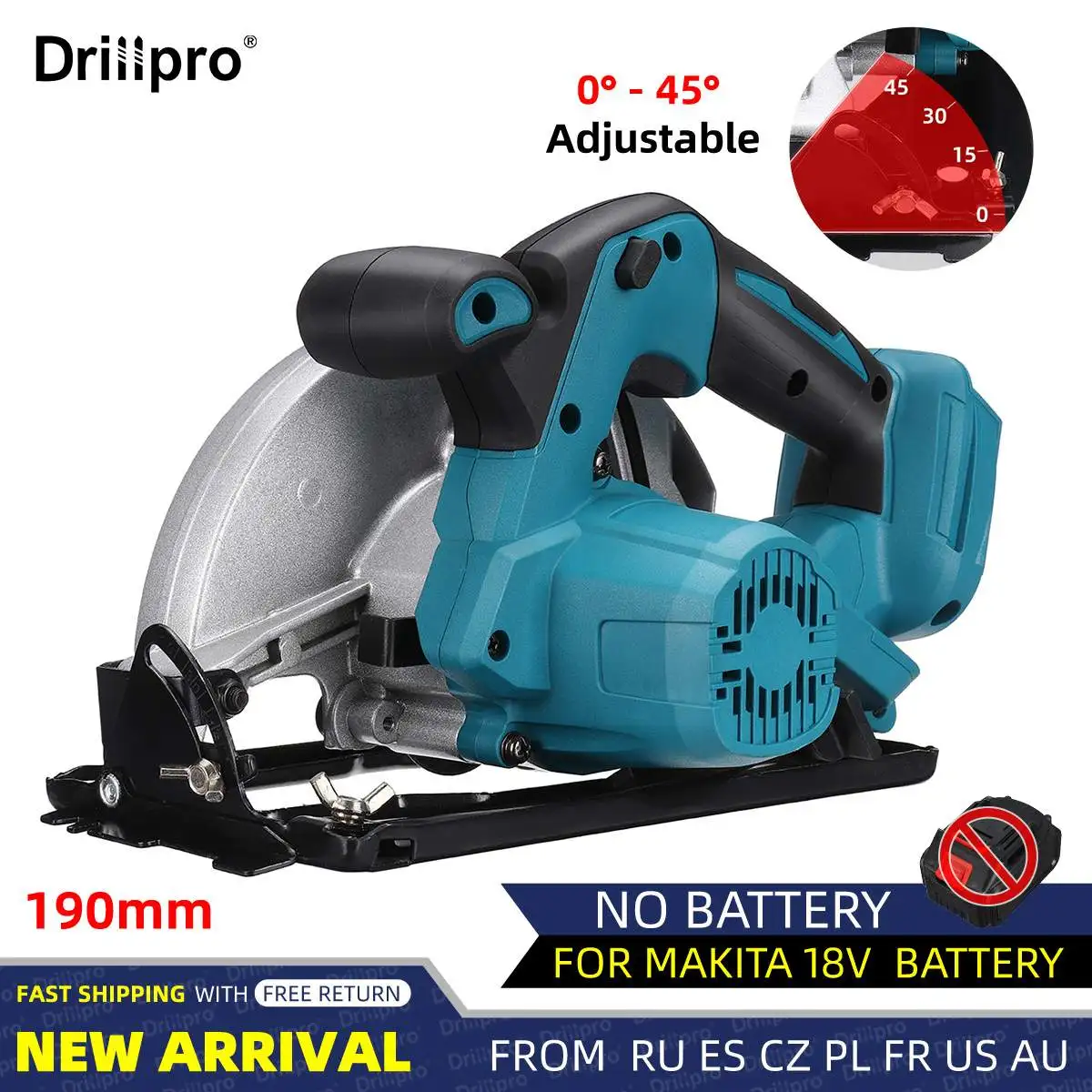 

Drillpro 18V Brushless Electric Circular Saw 1200W 5000RPM Electric Woodworking Cutting Power Tool for Makita 18V Battery