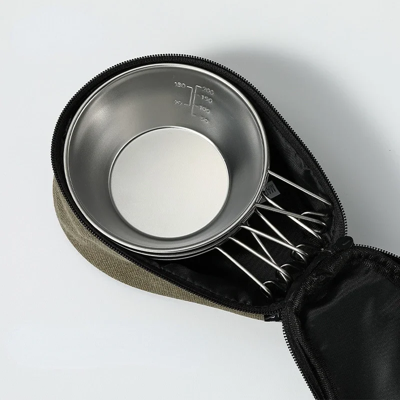 CAMPINGMOON 2개/4개 시에라 그릇 및 컵 세트 - 캠핑 및 피크닉용 스테인리스 스틸 야외 식기류(보관 가방 포함)