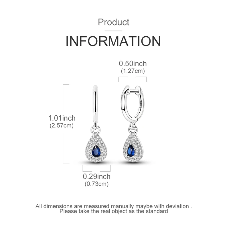 Luxurious 925 Sterling Silver Sparkling Water Drop Sapphire&Iron Tower&Elliptical Angel Ring Earrings Ladies' Gift Jewelry