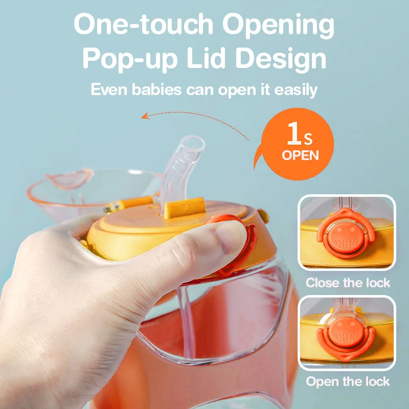 Dr.isla 1pc 330ml Kids Water Sippy Cup Creative Cartoon Baby Cups with Straws Leakproof Water Bottles Outdoor Childrens Cup 5