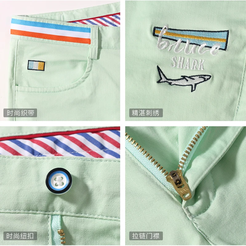 New Men's Pants Shorts Bruce&Shark Summer Casual Fashion shorts for men Straight Leg Loose Style stretching men's pants luxury