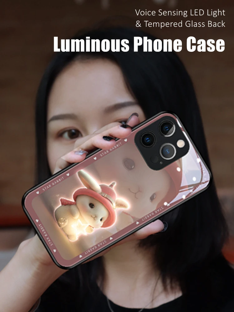 Star Rabbit Led Light Incandescente Custodia Posteriore In Vetro Temperato Luminoso Per Xiaomi 11 12 13 Mix 4 Redmi K40 K50 K60 Pro Lite Ultra