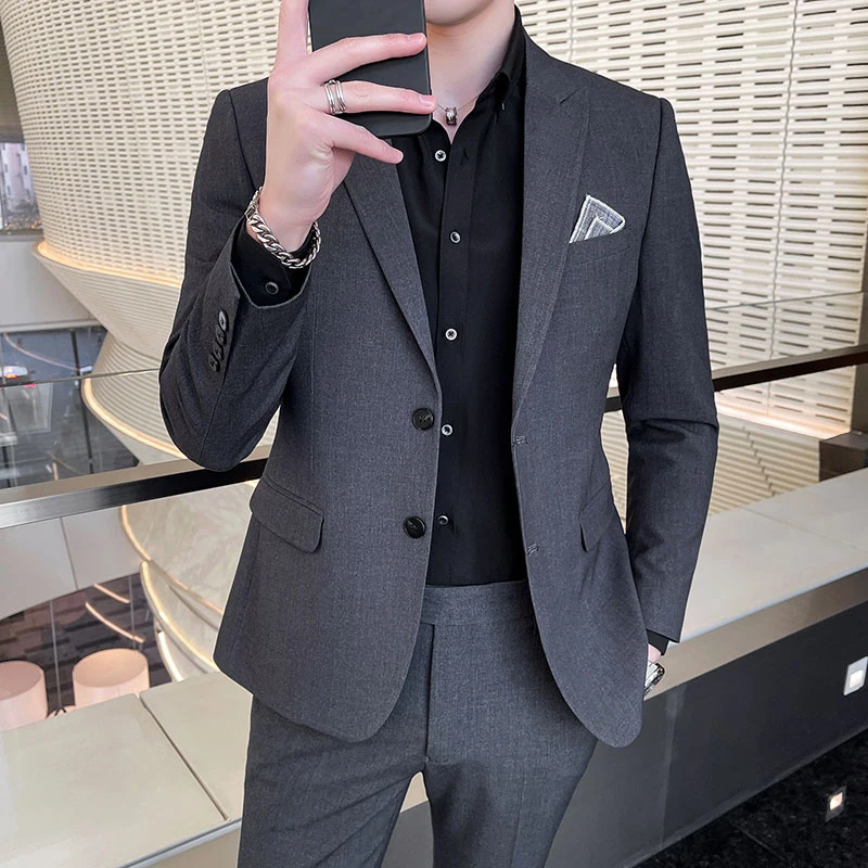Slim Fit Three-Piece Business Suit Set High-End Korean Style Wedding Groom Party Dress Suit Vest Trousers M-4XL formal suit business men clothing