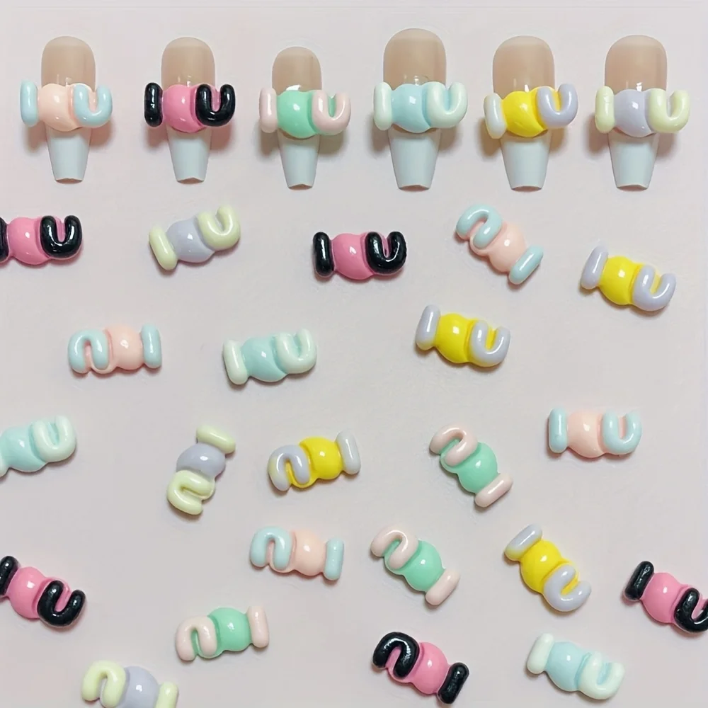 40Pcs 무작위 혼합 가을 도파민 뼈 날개 무지개 고양이 할로윈 해골 활 작은 네일 아트 장식 매력 액세서리