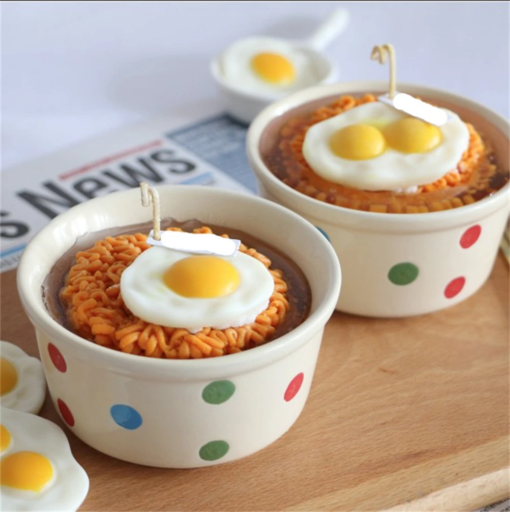 

Creative Egg Instant Noodles Scented Candle Decoration Gift Soy Wax Aromatherapy Candles Essential Oils for Home Birthday Gift