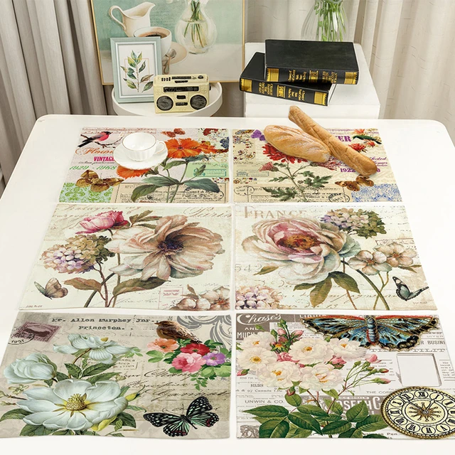 Papel de arroz de flores vintage para decoupage, fabricación de