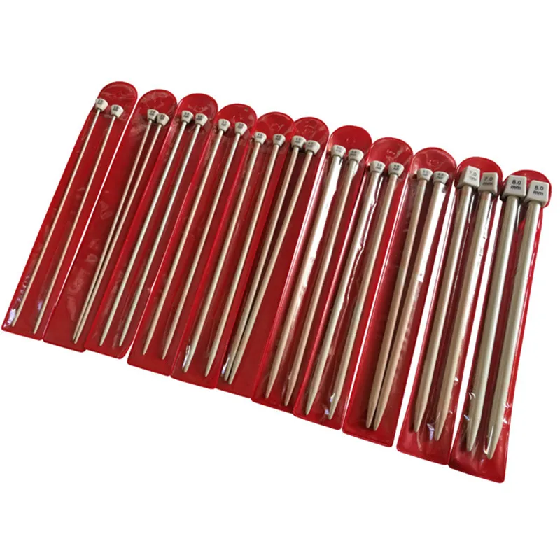 

22Pcs Knitting Needles Stainless Steel Different Sizes Single Pointed Knitting Needles 2MM-8MM