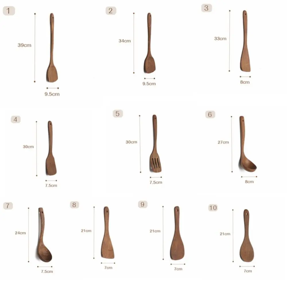 Non-stick Wooden Spatula with Long-handle for Pan Wok, Soup Turner, Rice Cooking, Bakery Utensils, Kitchenware, Natural Wenge