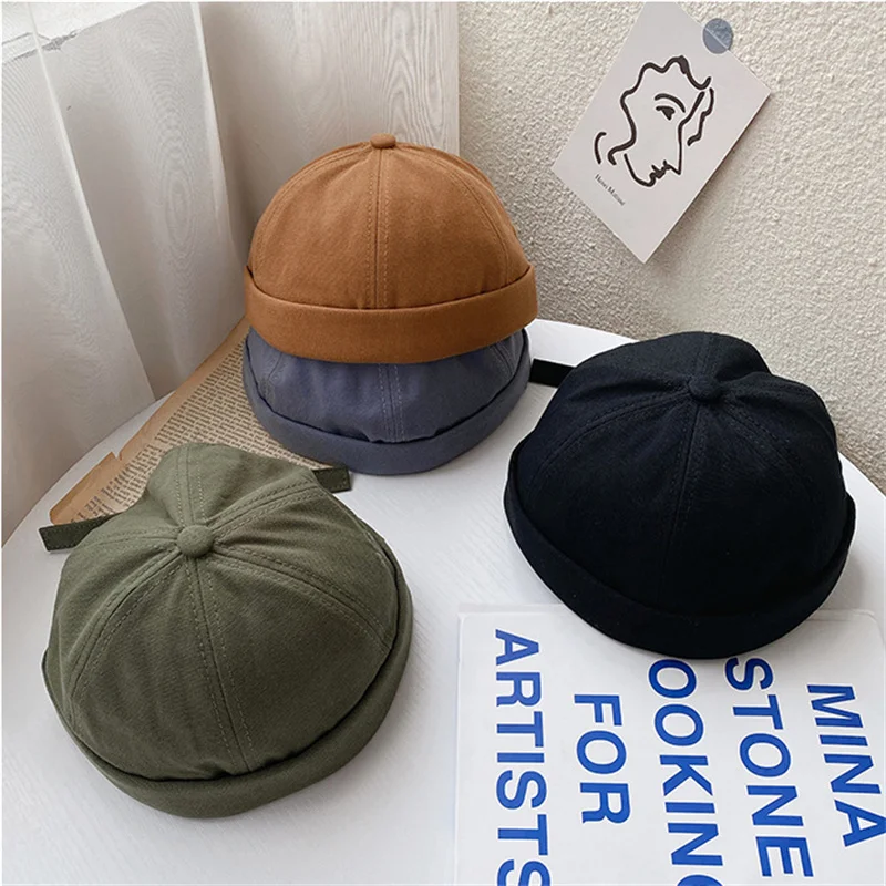 Melon Cap Cotton Beanie Skullies Beanies Fashion Beanies Men Women Retro Dome Melon Brimless Beanie Cap Unisex