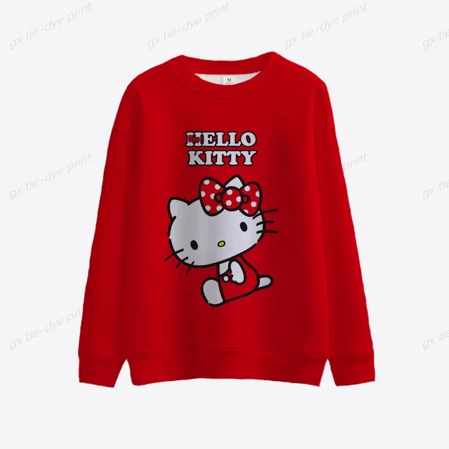 thumbnail image 1 of Sudadera con cuello redondo y manga larga con estampado de Hello Kitty para mujer, ropa de otoño, estilo informal, con dibujos animados, estilo japonés, 1 of 5