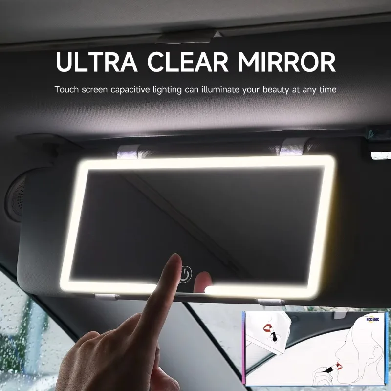 Car Interior Mirrors Sun Visor Plate LED HD Makeup Mirror for Girls Women