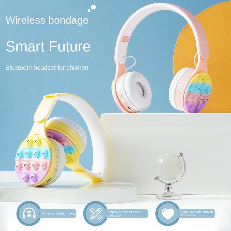 Rainbow Foldable Headphones | Bluetooth Over-Ear with LED & Mic | Stress Relief Design & TF Card