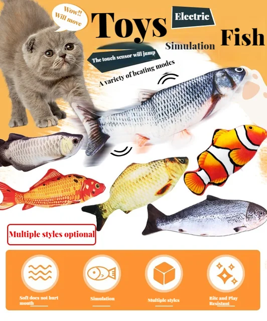 Cat Toys Electric Fish With USB Charging Built-In Lithium Battery