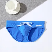 Men's Swimming Trunk Youth Fashion Low Waist Elastic Comfy Tie Up Bulge Pouch Quick Dry Sportswear Hot Spring Beach Board Shorts 1