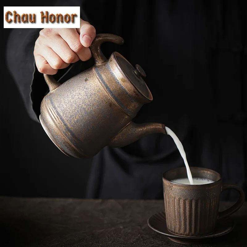 660ml Japanese Style Heat-resistant Large Capacity Ceramic Tea Pots Handmade Hand Grasp Pot Cold Water Kettle Kung Fu Teaset