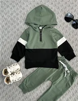 Ensemble 2 pièces pour bébé garçon de 0 à 3 ans, vêtements à capuche, haut à manches longues et pantalon, décontracté, Patchwork, printemps-automne 1