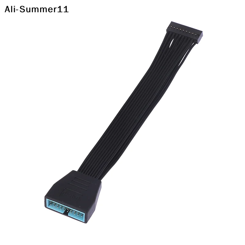 【Av1】미니 USB 3.0 19/20핀 내부 확장 헤더 어댑터 케이블 마더보드용 검정색 플랫 와이어 케이블 5.9인치/15cm