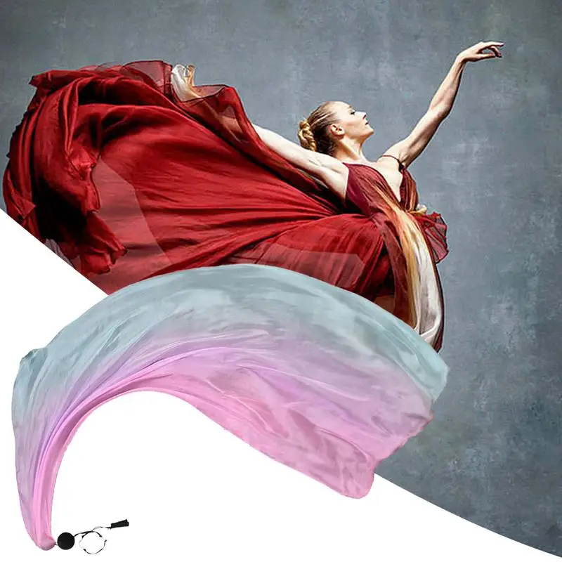 Dance Silk Veil Poi Elegant Silk Veil Scarf Poi Ball Streamer Elegant Belly Dance Poi Streamer Gradual Colors Silk Scarf Veil 3