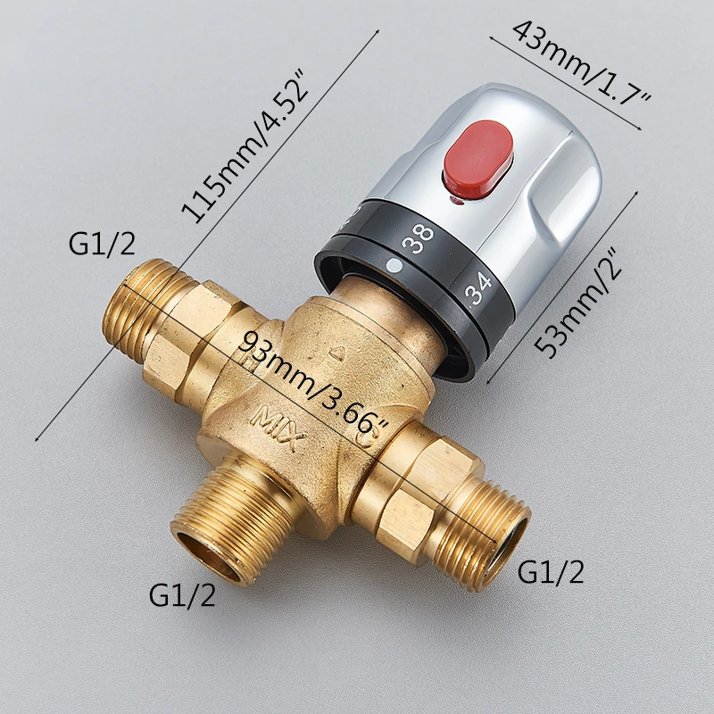 Thermostatic Mixing Valve Thermostatic 38 Connector G1/2 Ceramic Cartridges Tap Control Mixing Water Temperature Control Valve Bathroom Accessories
