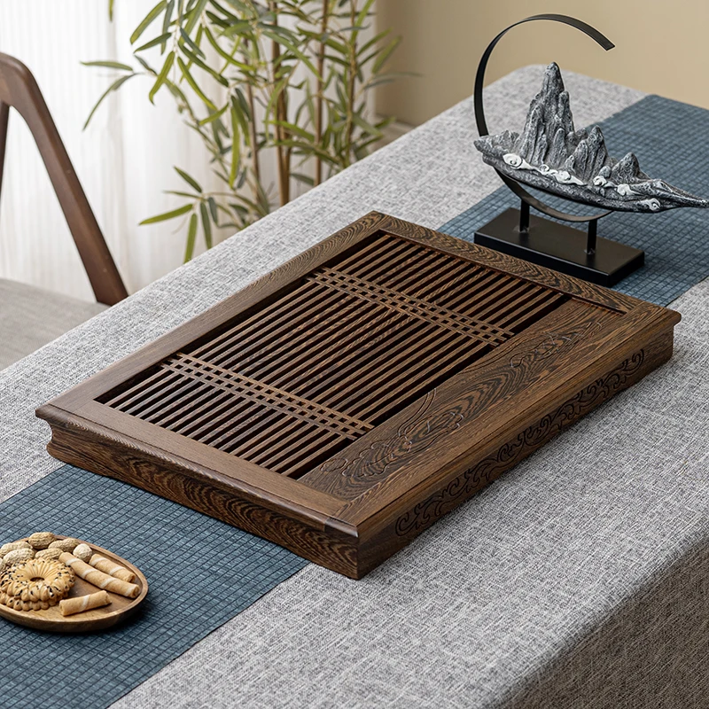 Large Size  Wood Tea Tray Chien Wing Wood Rosewood Tea Table Der pe Drainage Home Use Tea Sea Simple Sle