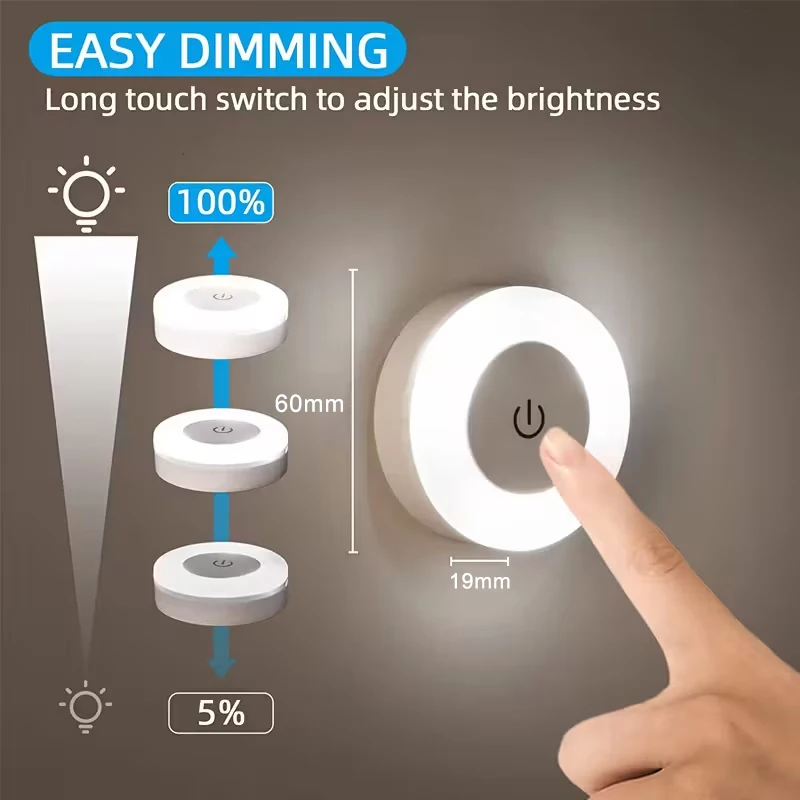 Energy Saving Led Touch Sensor Night Lights USB Rechargeable Magnetic thumbnail 5