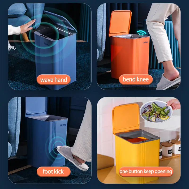 12/14/17/20L Smart Sensor Trash Can Portable Electronic Household Kitchen Induction Garbage Bin Automatic Waterproof Waste can