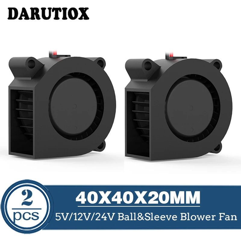 2PCS 3D printer fan 40mm 4020 Turbo blower 24V 12V 5V Double ball sleeve Cooling fans 40x40x20mm for 3D printer cooler