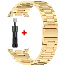 Sleek No Gap Metal Watch Band Bracelet - Watch 8 Classic 46mm (Golden)