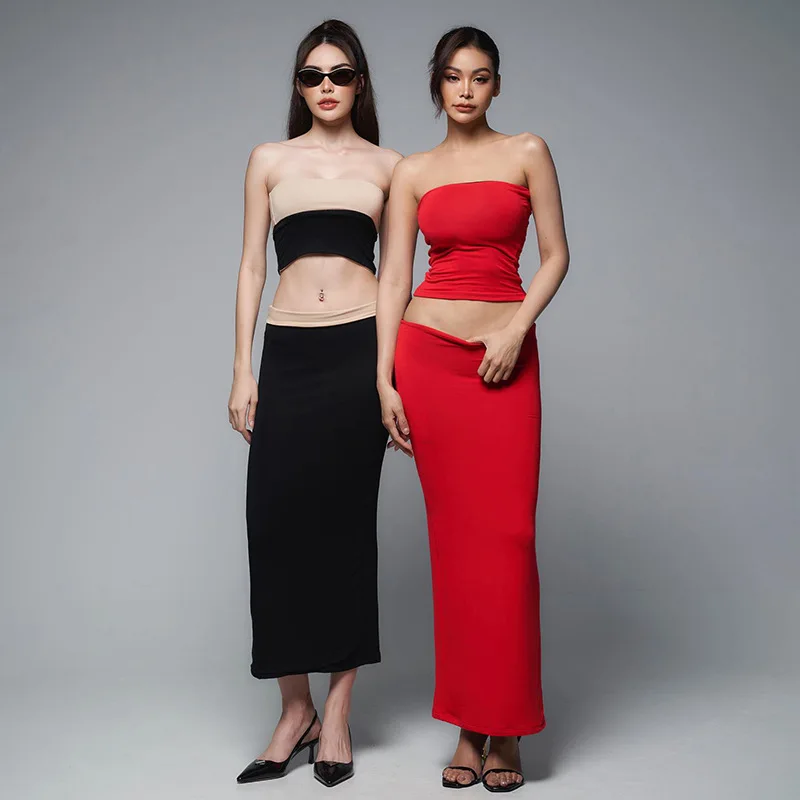 

Women Dresses Summer 2024 Beach Outing Dress Sexy Women's Sundress Bohemian Bath Exits Frocks Solid Color Bra With Exposed Navel