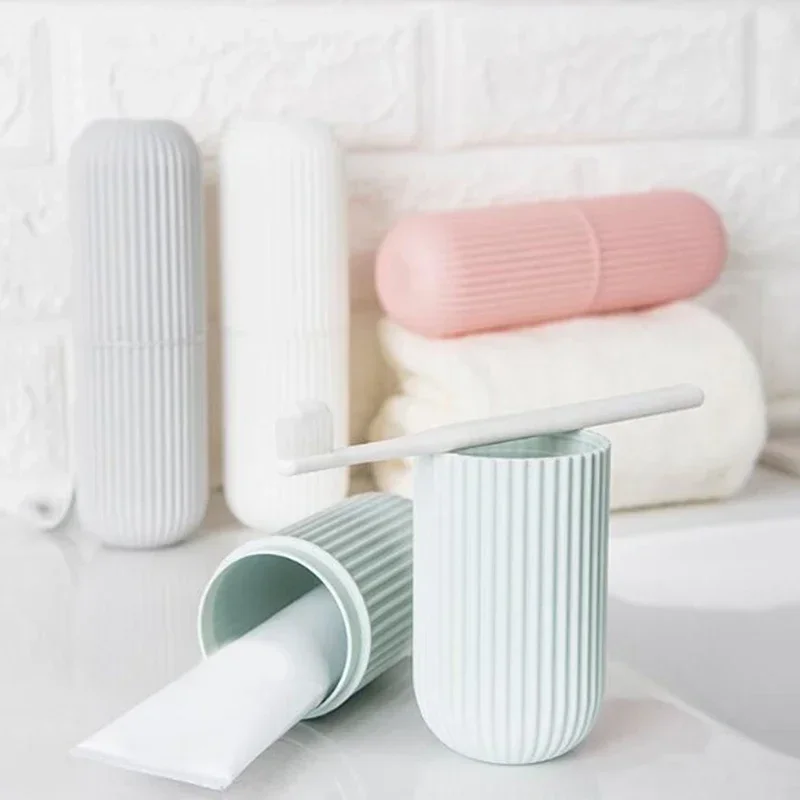 Travel Portable Toothbrush Cup Bathroom Toothpaste Holder Storage Case Box Organizer Travel Toiletries Storage Cup
