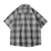 Men'S Loose Plaid Short Sleeved Shirts Casual Linen Button Down Oversized Shirt Harajuku Luxury Comfort Brand Male Shirts 4