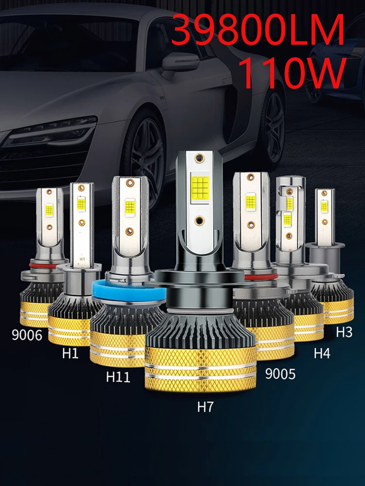 

H4/9003/HB2 LED Headlight Bulb H7 H1 H3 H8 H9 H11 9005 HB3 9006 HB4 9012 Car Headlamp Fog Lamp 6000K 110W 12V 39800LM