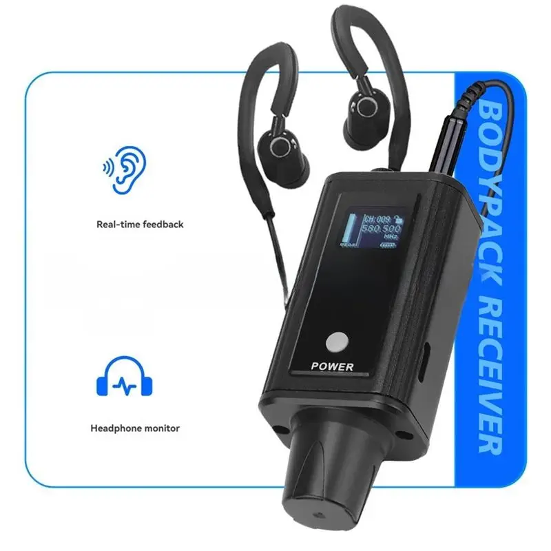 A92Z UHF 무선 인이어 모니터 시스템 (2개 수신기 포함) 휴대용 실시간 이어폰, 가수/밴드 연습 공연용