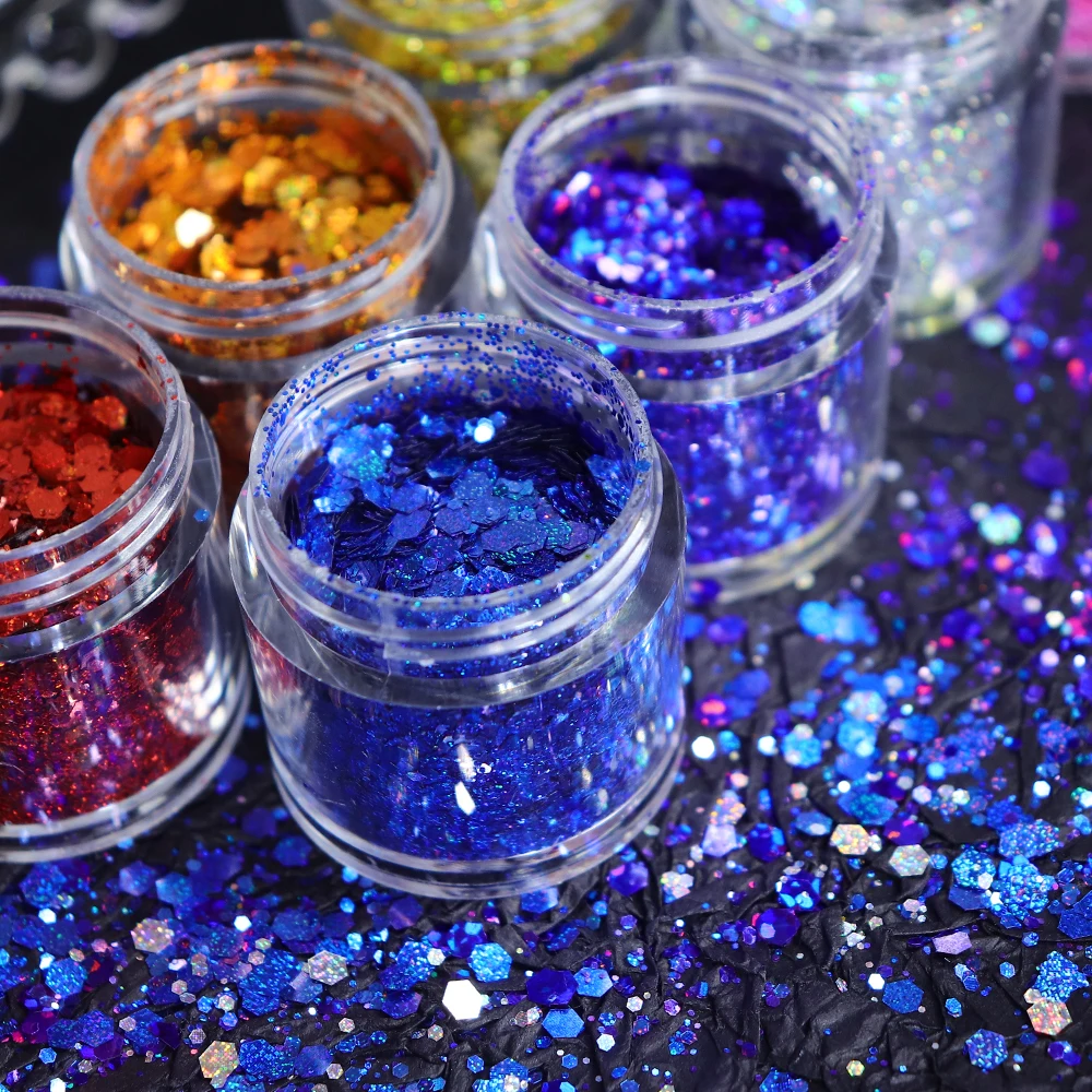 Dark Silver Hologram Hexagon Chunky glitter for Resin Epoxy crafts