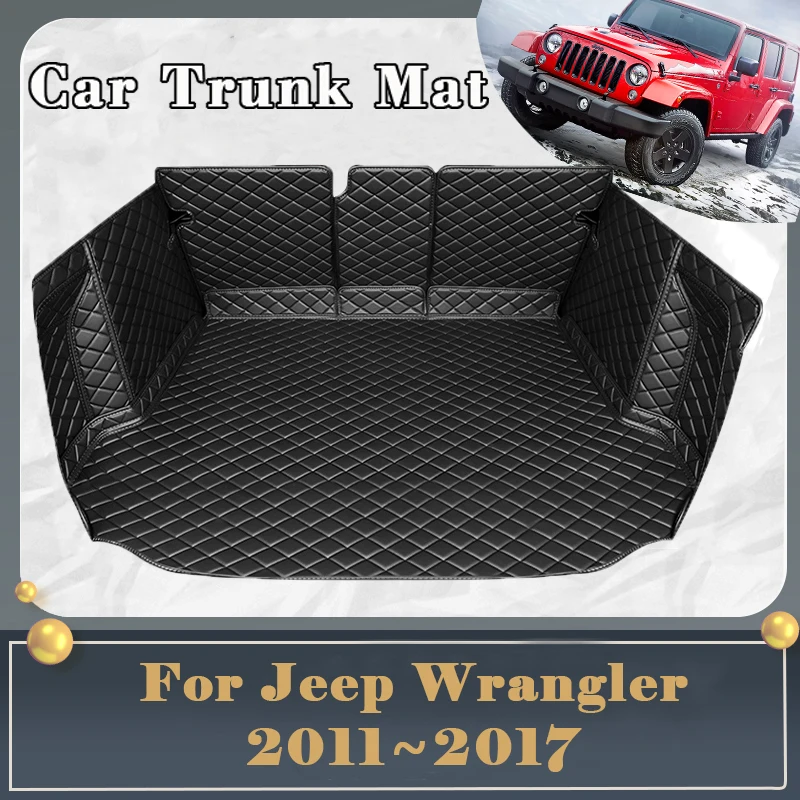 

Car Trunk Mat For Jeep Wrangler JK J8 TJL-J8 2011~2017 4door Dirt-resistant Fully Trunk Mat Rear Cargo Tray Car Accessories 2016