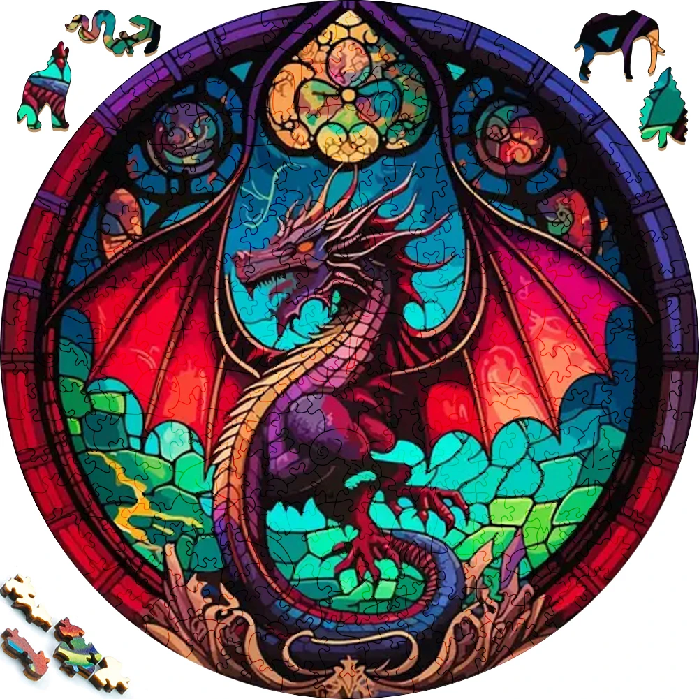 Mysterious Cute Animals Wooden Puzzle For Adults Wooden Crafts Colorful And Round Shaped Animal Puzzle Wood Craft Toys For kids 2