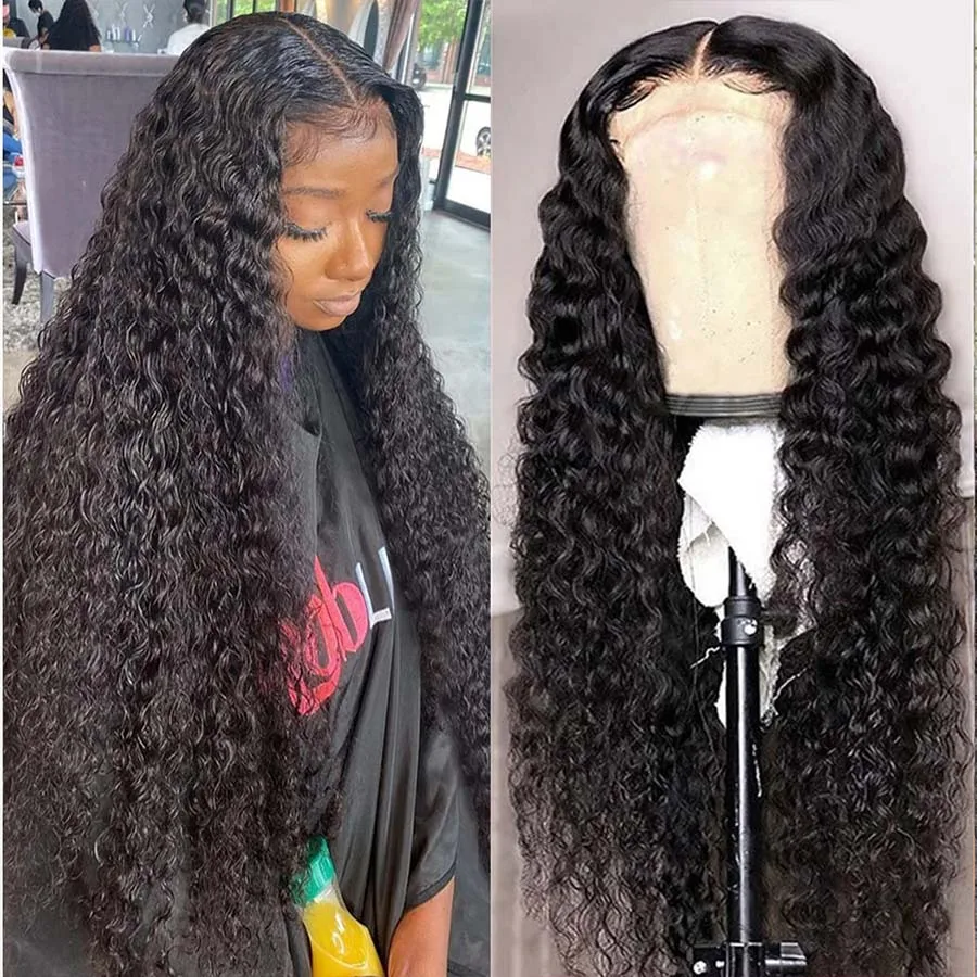 

Bling 4x4 Closure Natural Human Hair Wig Deep Wave Lace Front Wigs Bling Grade 10 Curly 4x4 Closure Human Hair Wigs 100%