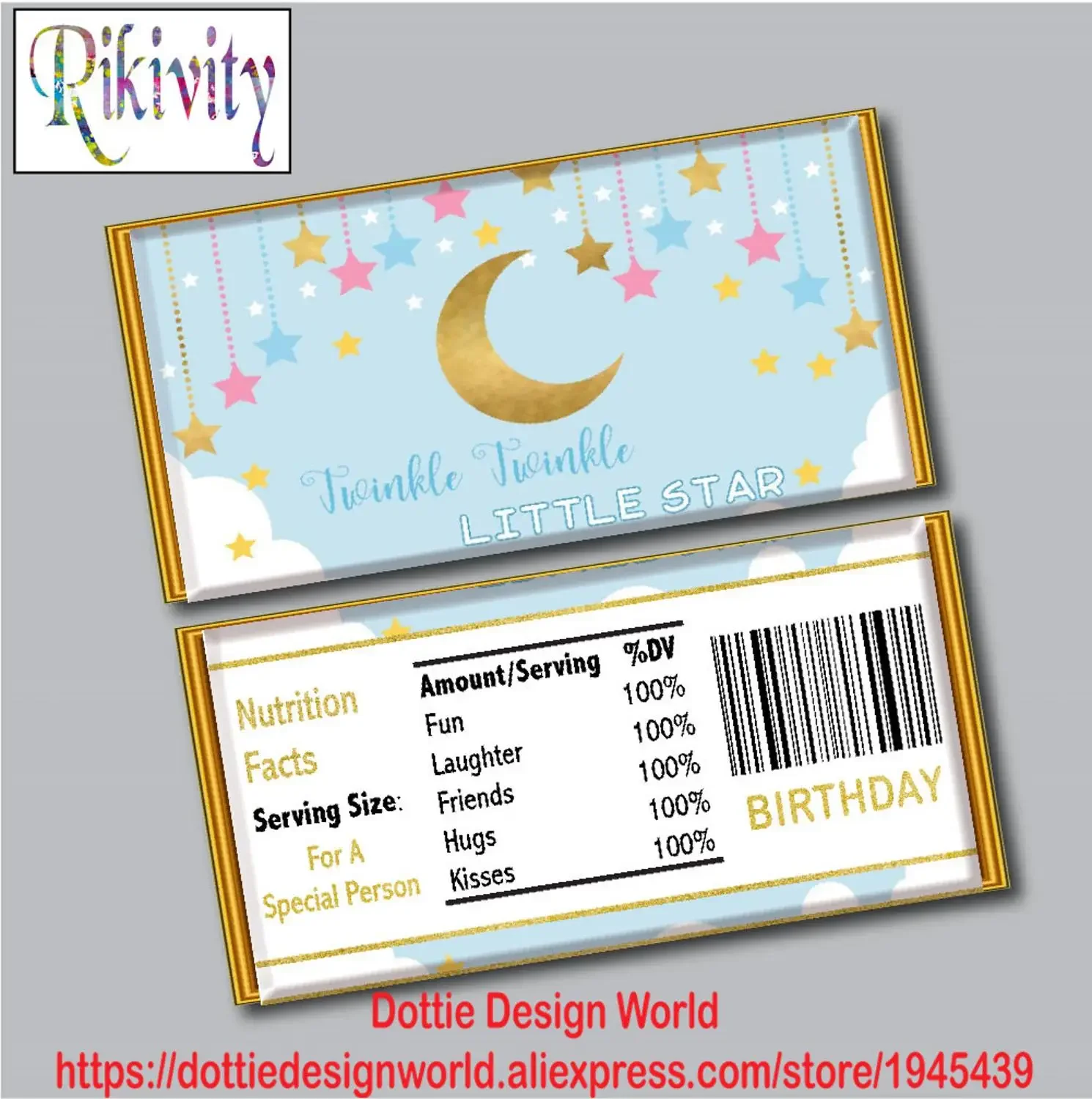 10/16 Pcs Twinkle Little Star Candy Bar Hershey Chocolate Wrapper Sticker Capri Sun Water Bottle Etichette Bomboniere Decorazione