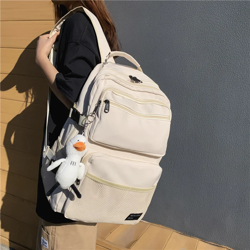 

Модный женский Универсальный дорожный рюкзак, Простой повседневный вместительный однотонный нейлоновый школьный ранец для студентов