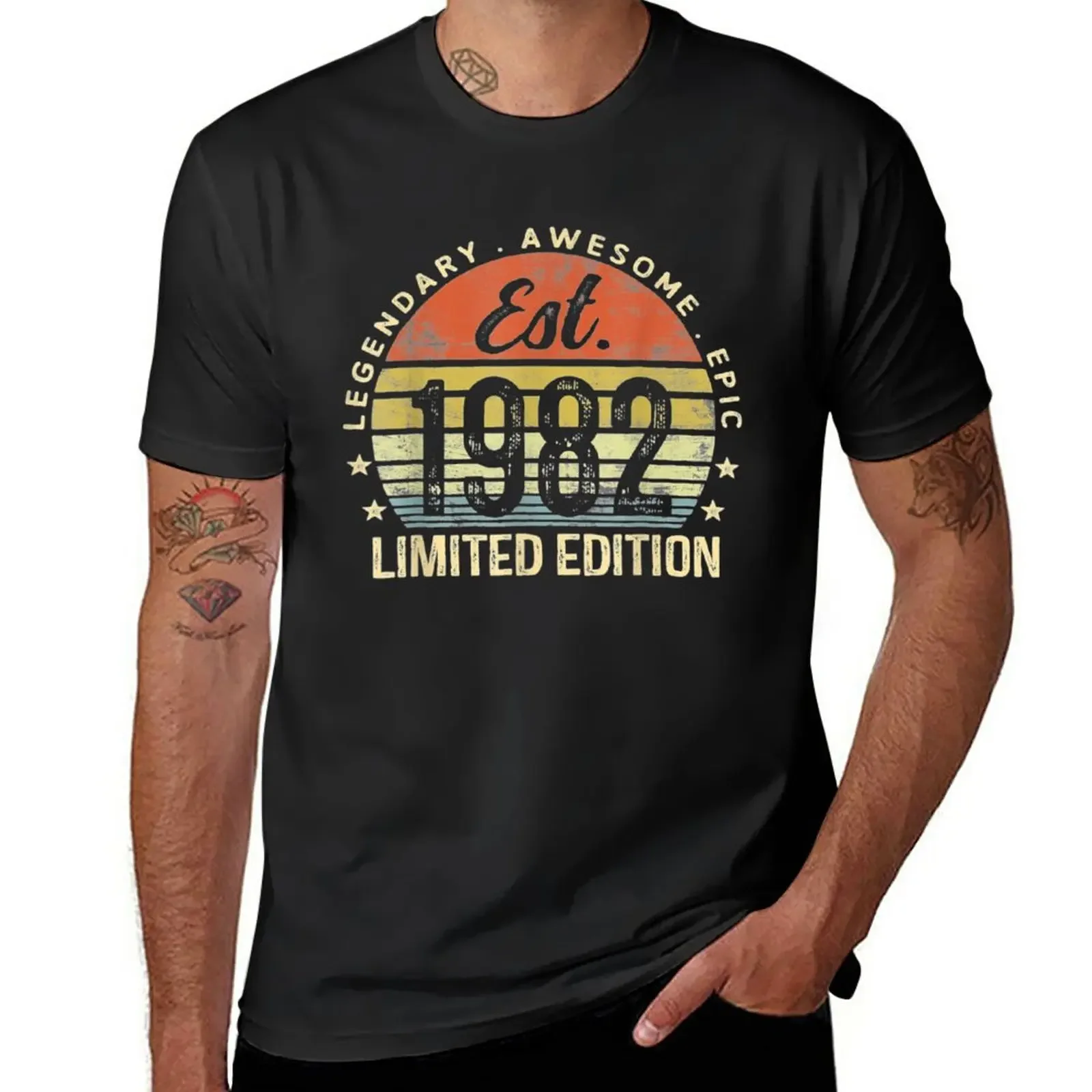 

Vintage Made In 1982 40 Year Old Gifts Retro 40th Birthday T-Shirt anime clothes tops customizeds mens t shirts