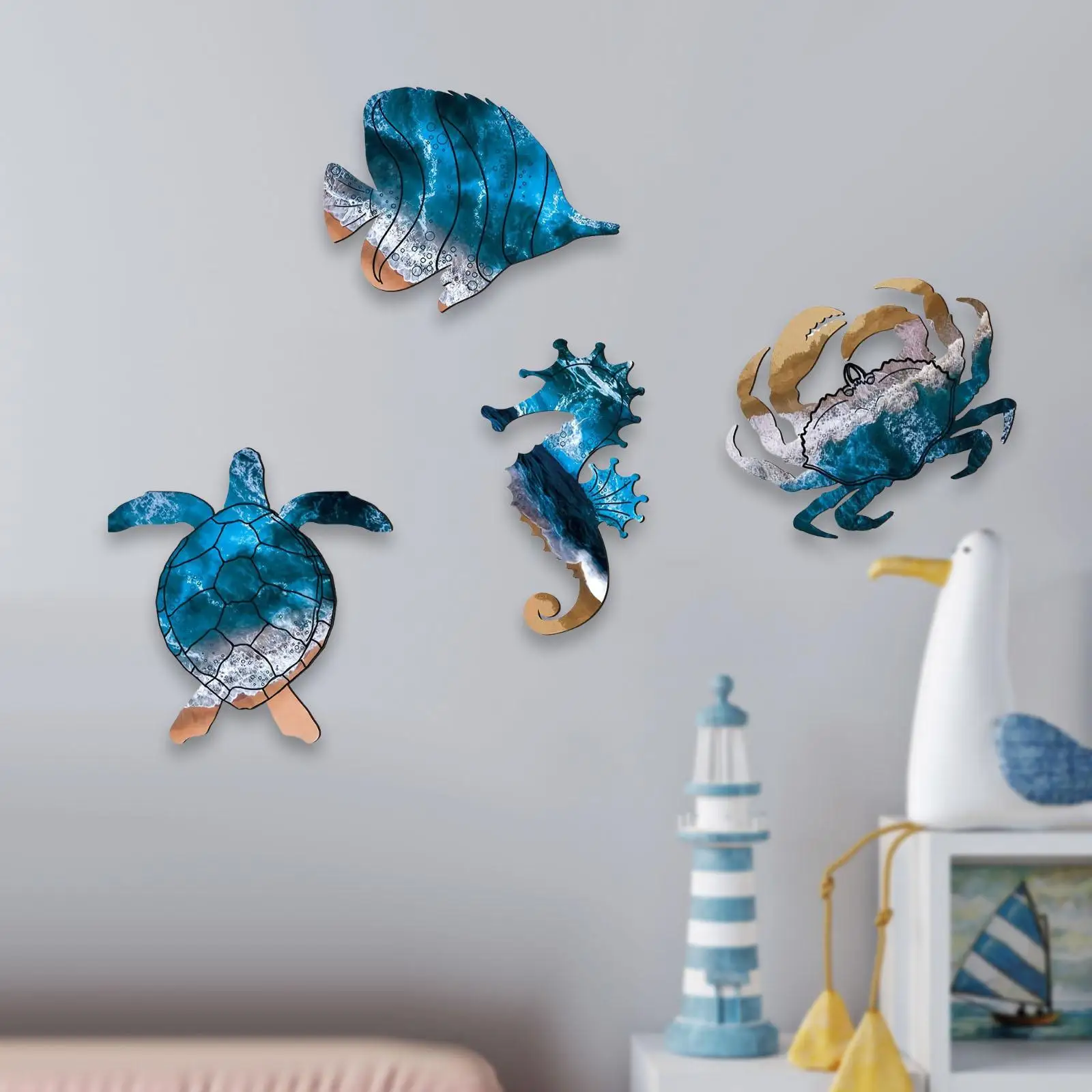 Ocean Beach Themed Wooden Wall Art Nautical Room Hanging Decor for Living Room Lake House Cafe