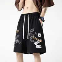 Oversized Shorts Men Academy American Vintage Colorful Graffiti Print Shorts Couple Five-point Shorts Basketball Short Pants 2