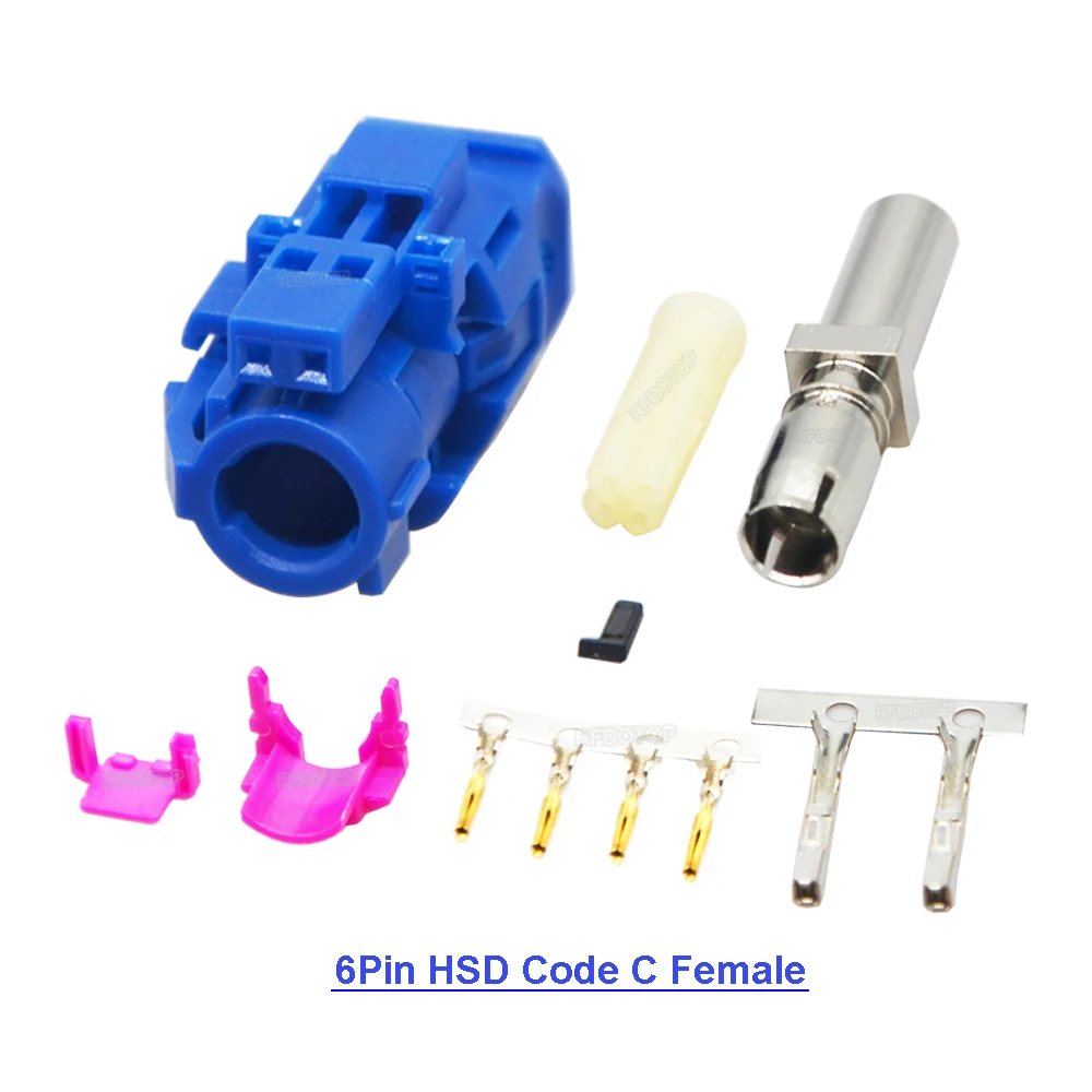 코드 A/B/C/E/H/G/L/Z HSD LVDS 4 + 2 6 핀 커넥터, 카플레이 기능 수정 USB 플러그 비디오 커넥터, 메르세데스-벤츠 아우디 BMW 용