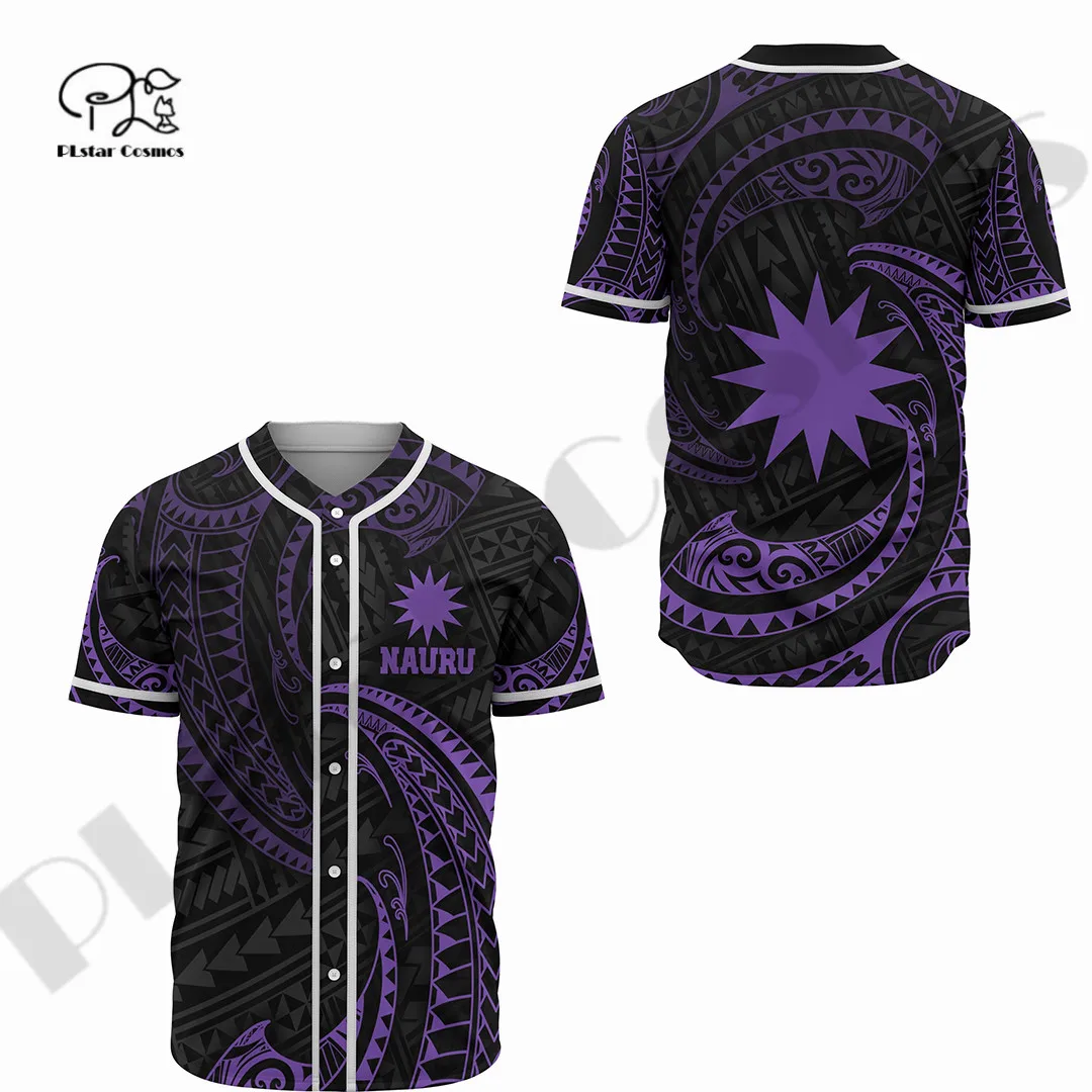 Newest 3Dprinted Nauru Baseball Jersey Shirt Polynesian Tribal Wave Tattoo Casual Unique Unisex Funny Sport Streewear Style-1 2