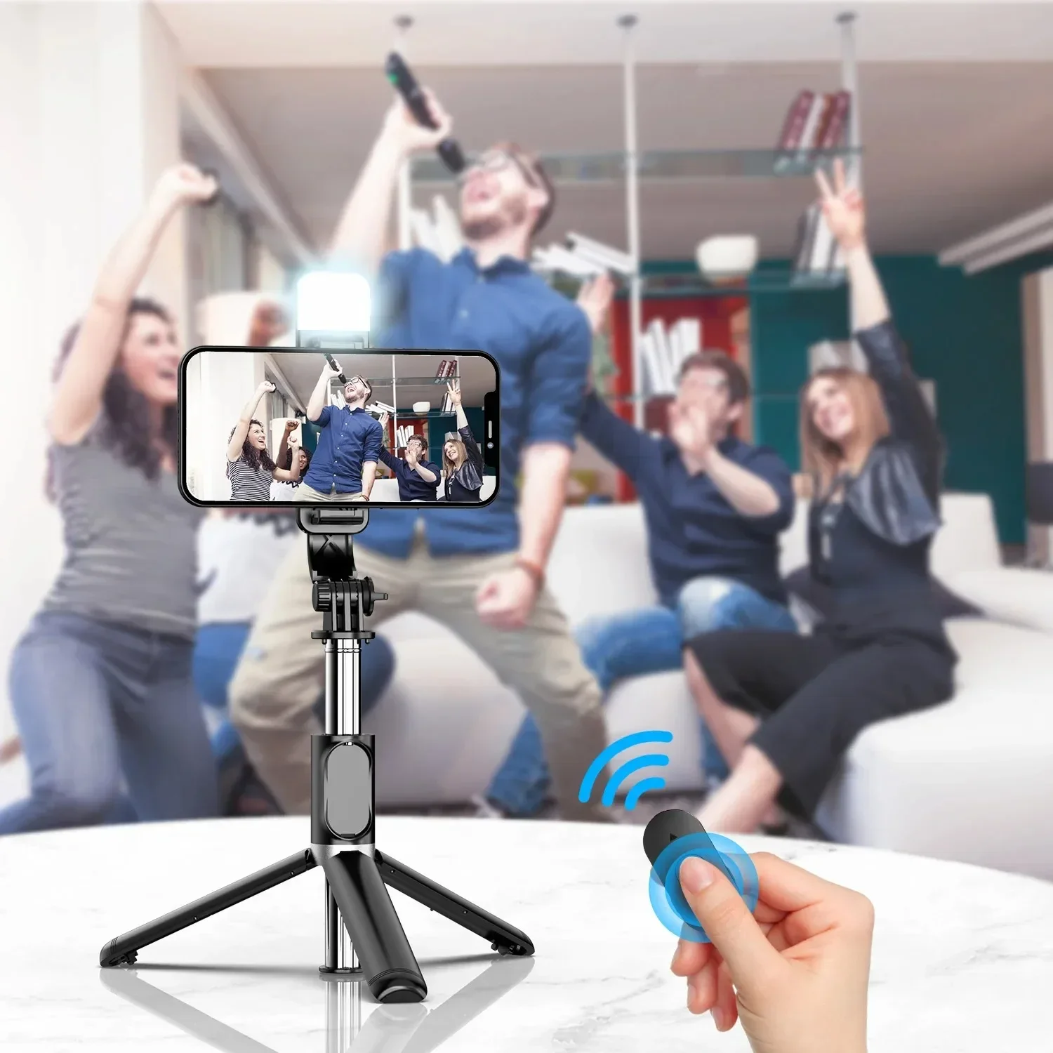 Wireless Selfie Stick with Tripod Stand and Light Bluetooth Remote Extendable for iPhone Mobile Phone TikTok Live Streaming selfie stick tripod cell phone selfie stick smartphone selfie stick selfie stick phone selfie tripod