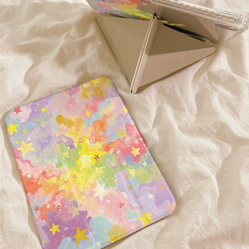 Starry Sky Cartoon Oil Painting Tablet Case