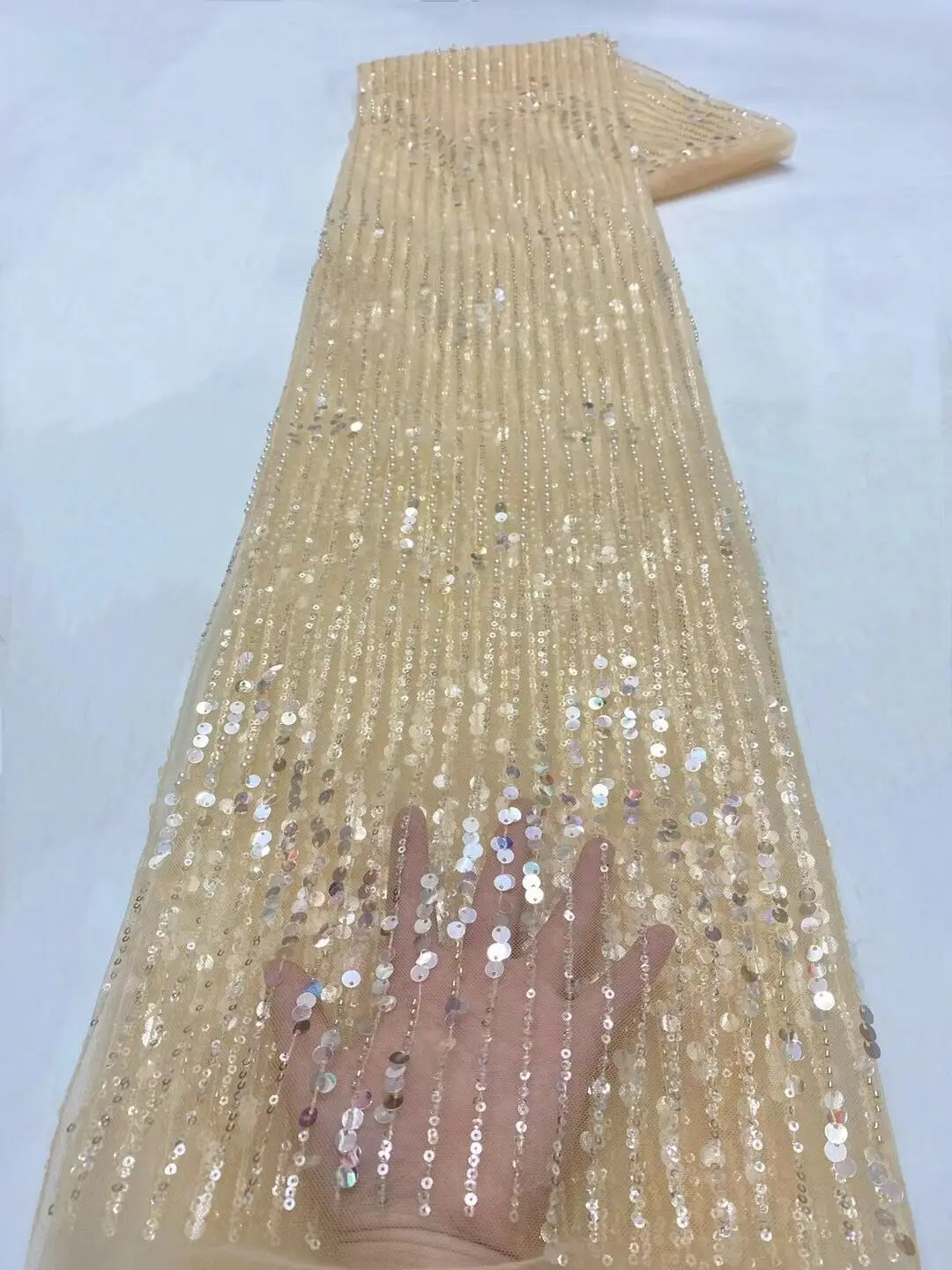 

African Lace Fabric with sequins ZH-1101868 High Quality Lace Nigerian Embroidery French Tulle Net Lace For Wedding Dress